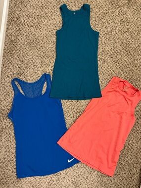 Women’s XS Athletic Tank Top Bundle - Teal, Royal Blue & Coral
